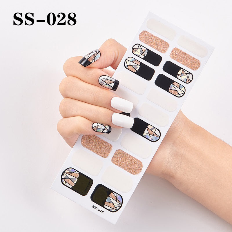 1 Sheet Nail Art Full Cover Adhesive Polish Foils Waterproof Pure Color Tips DIY 3D Decals Environmental Stickers for Women Gift