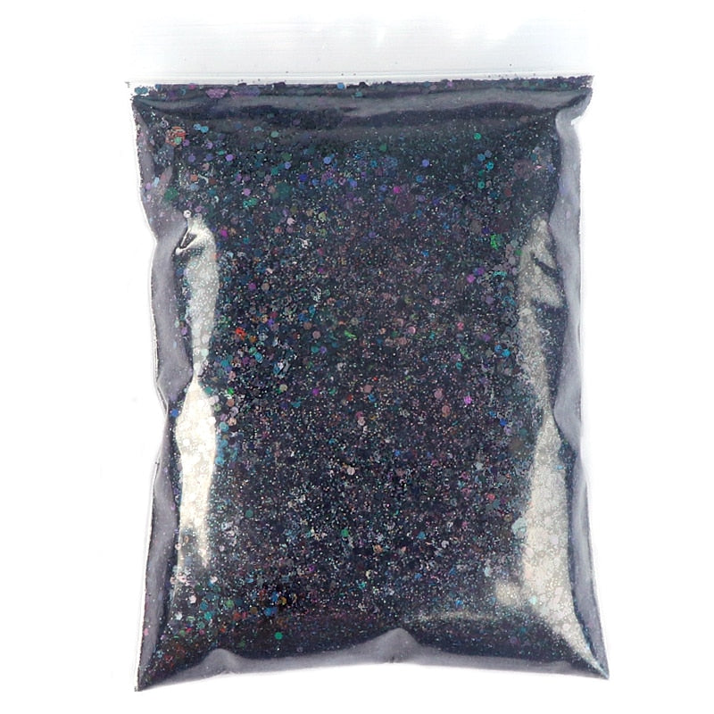 50G Holographic Mixed Hexagon Shape Chunky Nail Glitter Silver Sequins Laser Sparkly Flakes Slices Manicure Nails Art Decoration