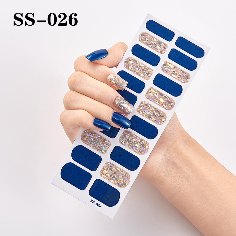 1 Sheet Nail Art Full Cover Adhesive Polish Foils Waterproof Pure Color Tips DIY 3D Decals Environmental Stickers for Women Gift