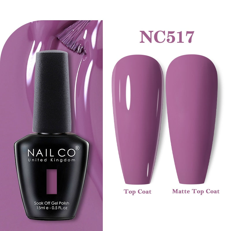 NAILCO 15ml Pink Colors Series Semi Permanent Nail Gel Varnish Polish Soak Off White Red UV Nail Art Gel Nail Polish Gel Lacquer