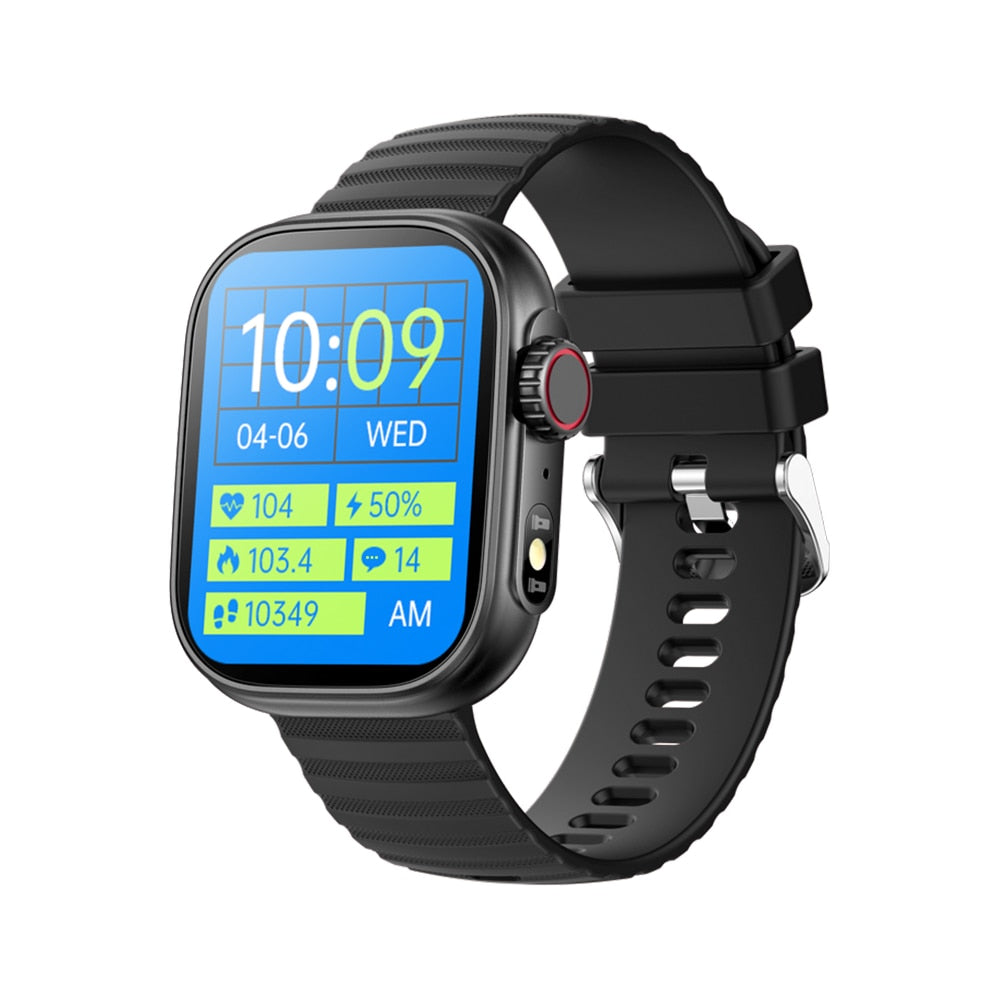 New 2.01" Blue Tooth Call Smart Watch Sports Fitness Flashlight Heart Rate Bracelet Waterproof Temperature Women Smartwatch