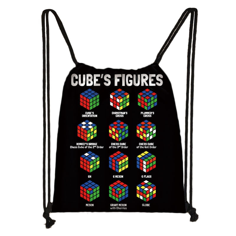 Magic Cube Print Drawstring Bag Cubo Magico Storage Bags for Travel  Math Formula Boys Girl School Backpack Kids Daypack Bookbag