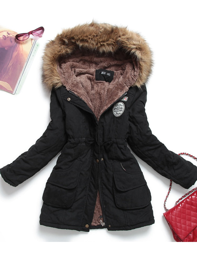 Winter military style coat / hooded jacket medium-long casual parka thickness  XXXL quilt snow outwear