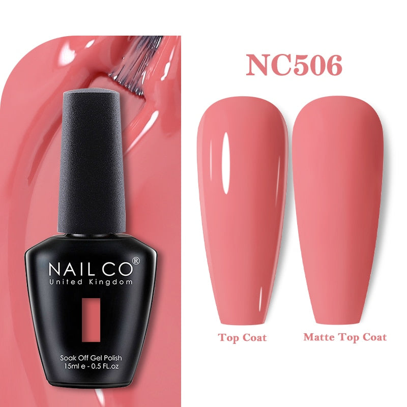 NAILCO 15ml Pink Colors Series Semi Permanent Nail Gel Varnish Polish Soak Off White Red UV Nail Art Gel Nail Polish Gel Lacquer