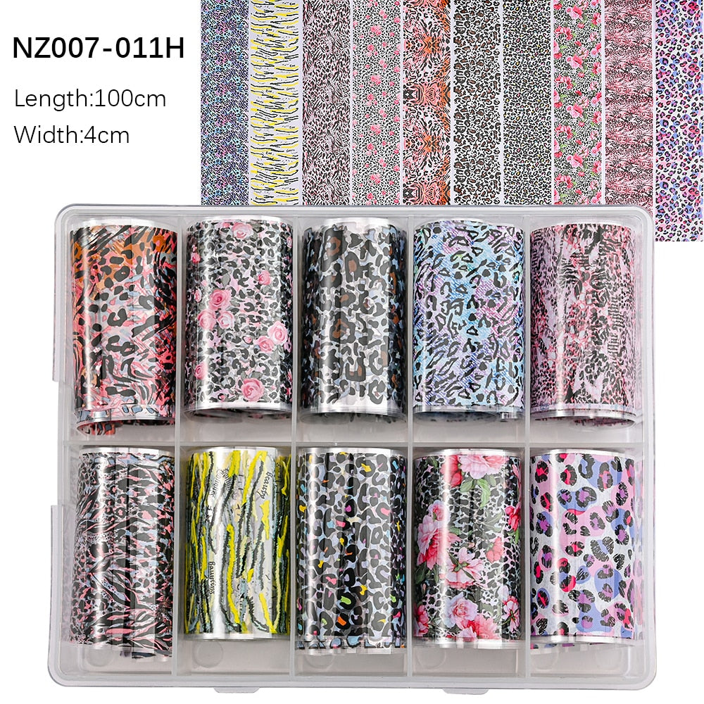 50pcs/Lo Holographic Transfer Foil Stickers 4*20cm Random Decals 30pc Flower Transferring Wraps Slider Nail Transfer Foil Decors