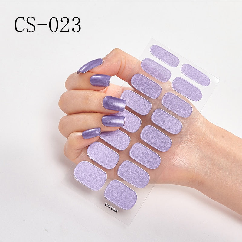 16pcs/sheet Glitter Gradient Color Nail Stickers Nail Wraps Full Cover Nail Polish Sticker DIY Self-Adhesive Nail Art Decoration