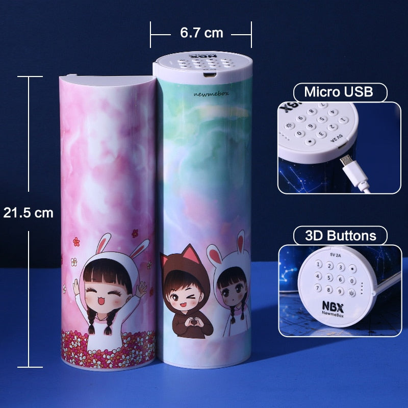 NBX Electronic Lock Code Pencil Case  Password Pencil Case Anime Stationary Quicksand Pen Box for School Supplies Boy Girls Gift