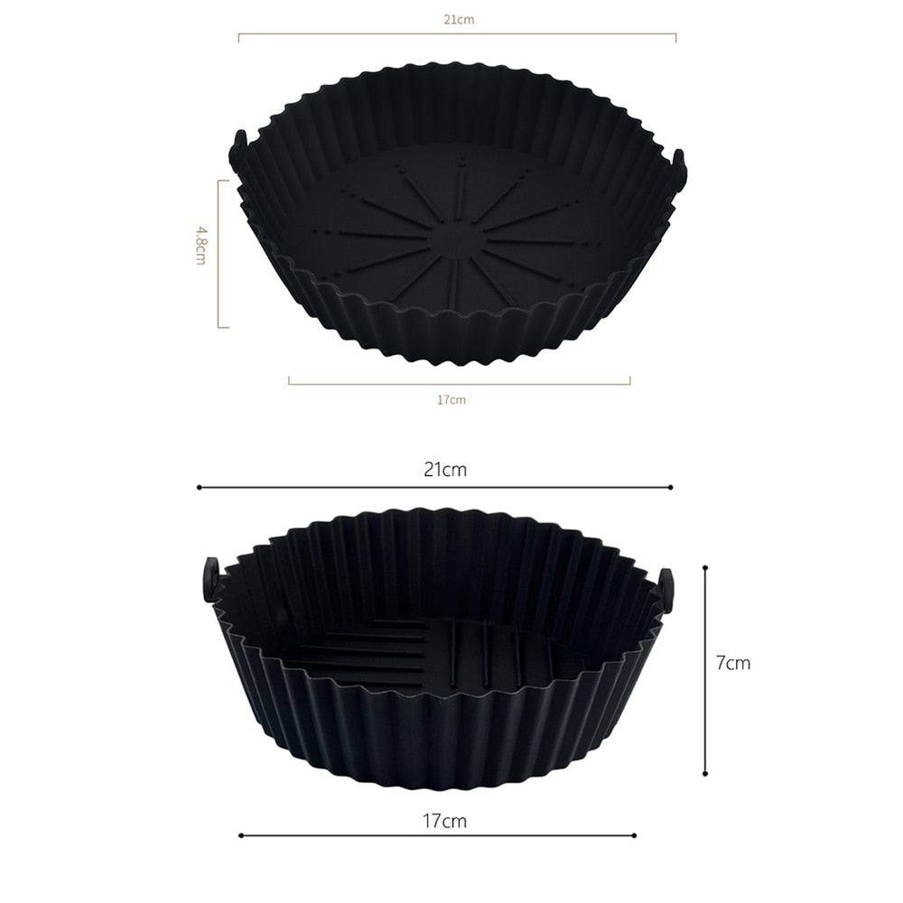 Round silicone Air Fryers Oven Baking Tray Fried Chicken Basket Mat Air Fryer Silicone Pot Grill Pan Kitchen Accessories