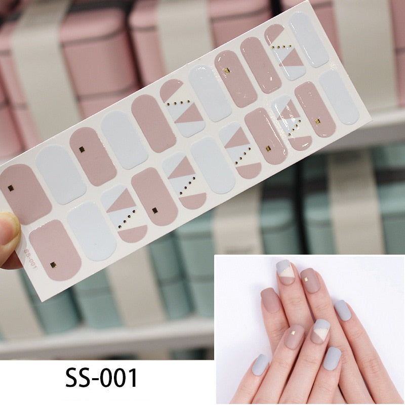 16pcs/sheet Glitter Gradient Color Nail Stickers Nail Wraps Full Cover Nail Polish Sticker DIY Self-Adhesive Nail Art Decoration