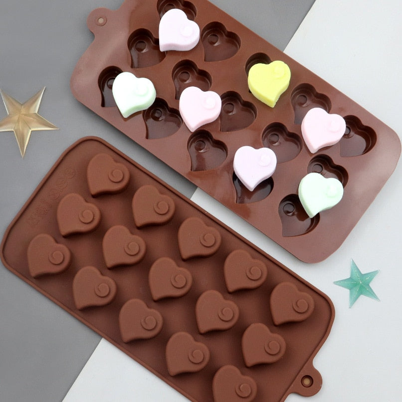 Diamond Heart Silicone Chocolate Mold DIY Cake Accessories Molds Kitchen Ice Cubes Biscuit Pastry Manual Baking Mould