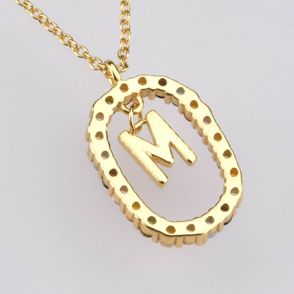 Sterling Silver Gold Letters A - Z  Initial M S C K Alphabet Pendente Long Chain Necklace Say My Name Fine Jewelry