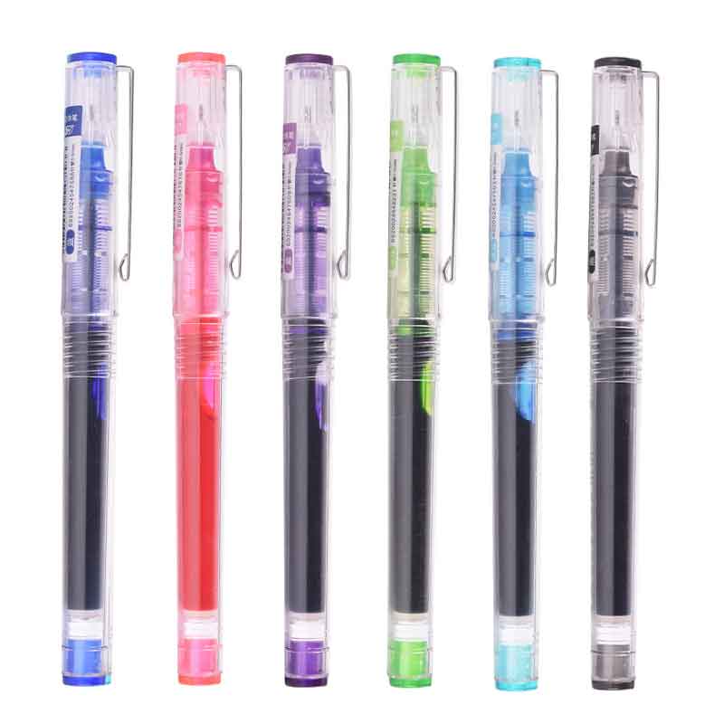 6/7pcs/set 0.5mm Roller Pen Black/Red/blue Color ink Straight Liquid Rollerball Gel Pen for School Office Stationery Kawaii