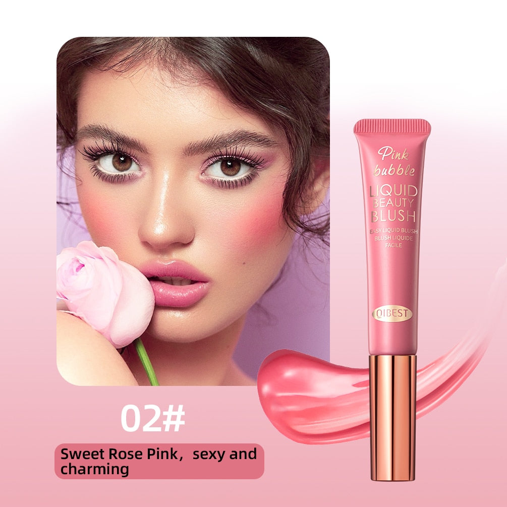 QIBEST Face Blusher Peach Cream Makeup Blush Palette Cheek Contour Blush Cosmetics Blusher Cream Korean Makeup Rouge Tint Blush