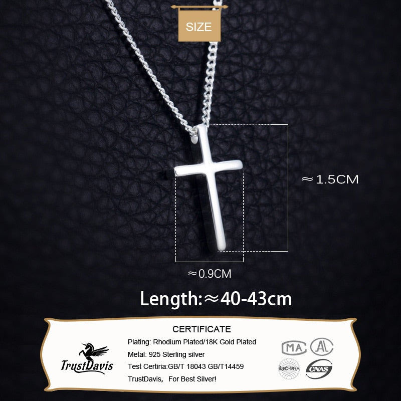 Sterling Silver Jewelry Cross Pendant Short 40cm Necklace Cute Gift