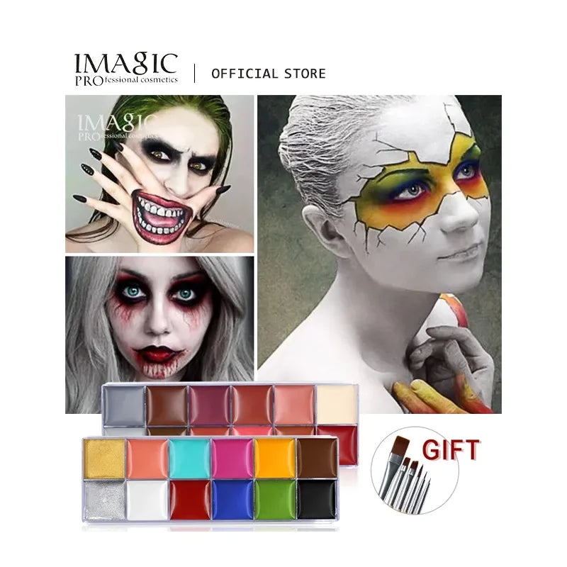 IMAGIC 12 Colors Flash Tattoo Face Body Paint Oil Painting Art use in Halloween Party Fancy Dress Beauty Makeup Tool