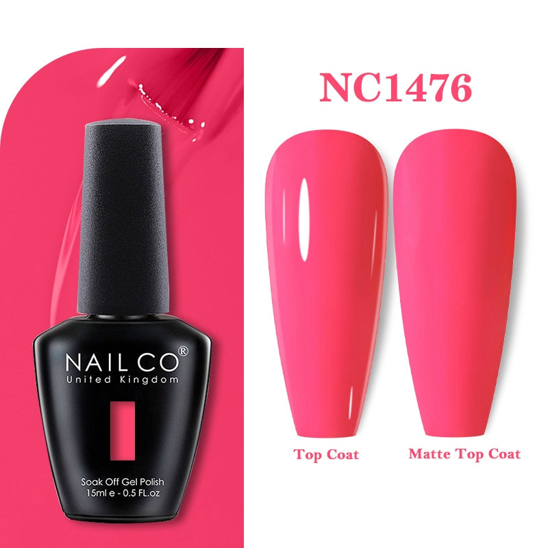 NAILCO 15ml Pink Colors Series Semi Permanent Nail Gel Varnish Polish Soak Off White Red UV Nail Art Gel Nail Polish Gel Lacquer