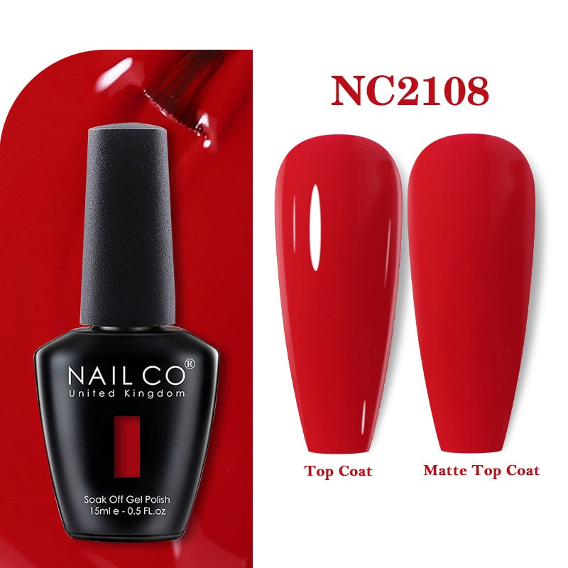 NAILCO 15ml Pink Colors Series Semi Permanent Nail Gel Varnish Polish Soak Off White Red UV Nail Art Gel Nail Polish Gel Lacquer