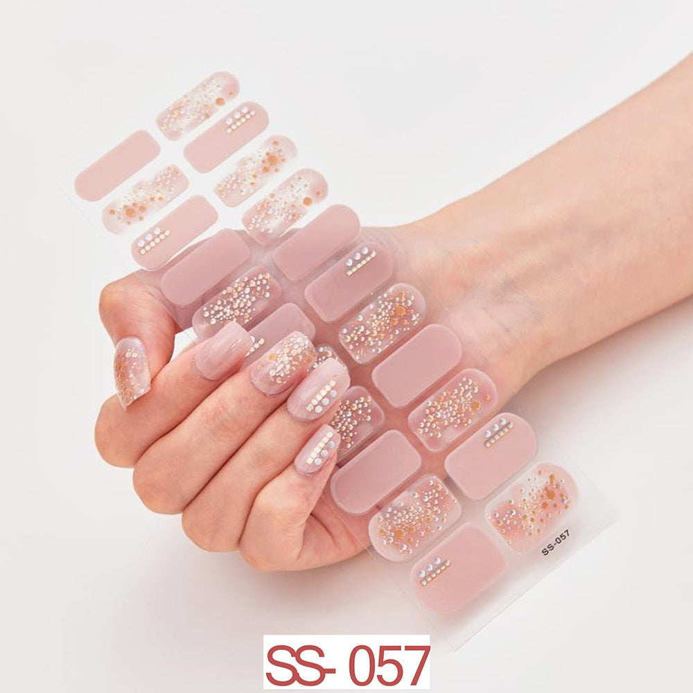 1 Sheet Nail Art Full Cover Adhesive Polish Foils Waterproof Pure Color Tips DIY 3D Decals Environmental Stickers for Women Gift