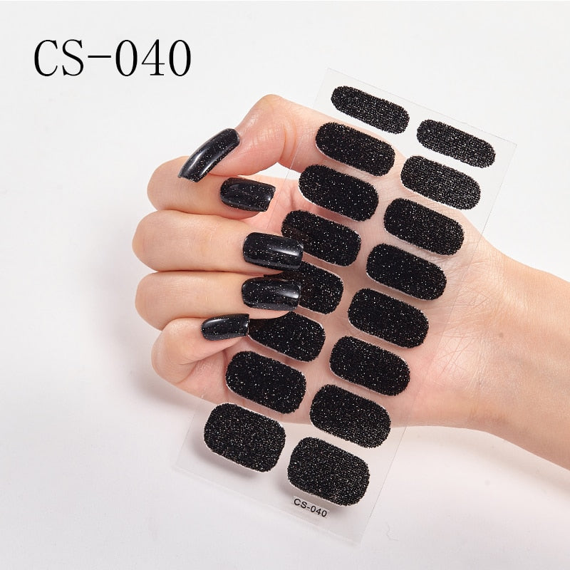 16pcs/sheet Glitter Gradient Color Nail Stickers Nail Wraps Full Cover Nail Polish Sticker DIY Self-Adhesive Nail Art Decoration