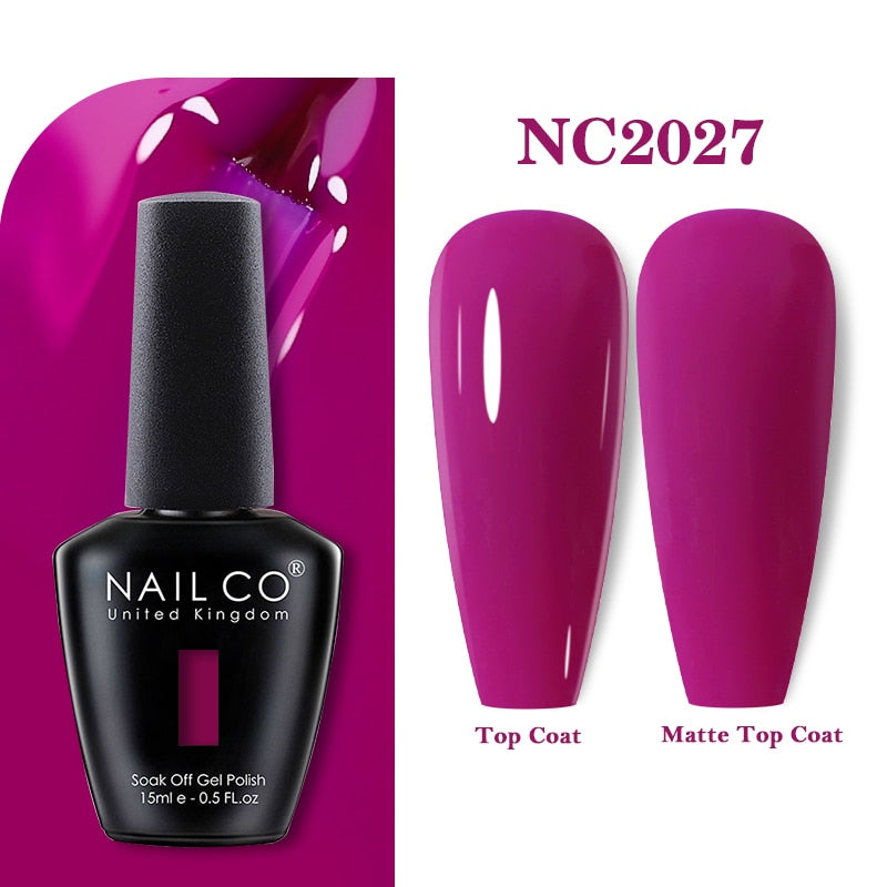 NAILCO 15ml Pink Colors Series Semi Permanent Nail Gel Varnish Polish Soak Off White Red UV Nail Art Gel Nail Polish Gel Lacquer