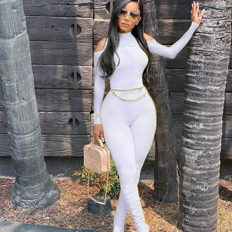 Bandage Bodycon Jumpsuit Long Sleeve Stacked One Piece Jumpsuit Women Fall Clothing