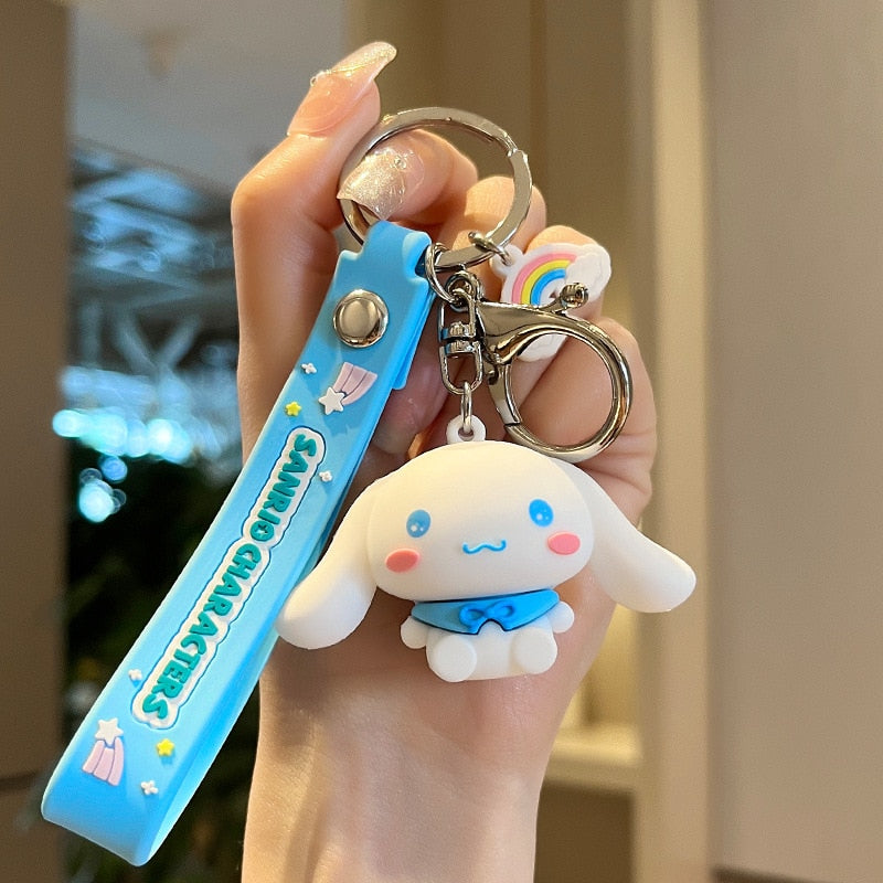 Fashion Kawaii Kuromi Melody Cinnamoroll Hello Kitty Pompompurin Keychain Sanrio Anime School Bag Charm Cartoon Key Ring Pendant