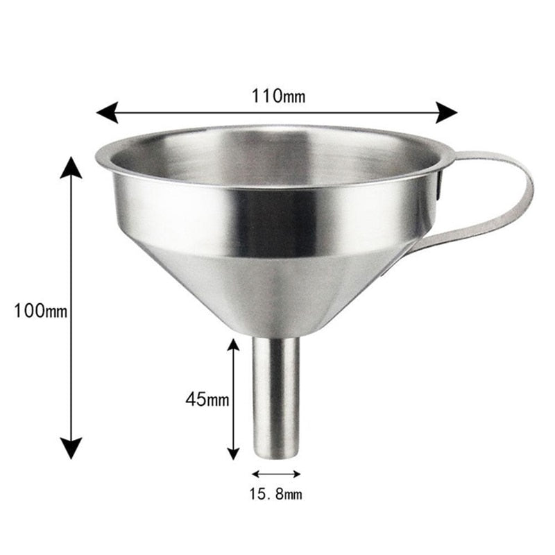 Stainless Steel Funnel Large Kitchen Funnel Metal Cook Oil Funnel with Detachable Strainer Filter for Liquid Oil Kitchen Gadgets