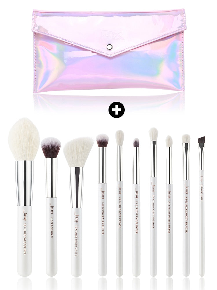 Jessup Makeup brushes set Pearl White/Silver Beauty Foundation Powder Eyeshadow Make up Brushes High quality 6pcs-25pcs