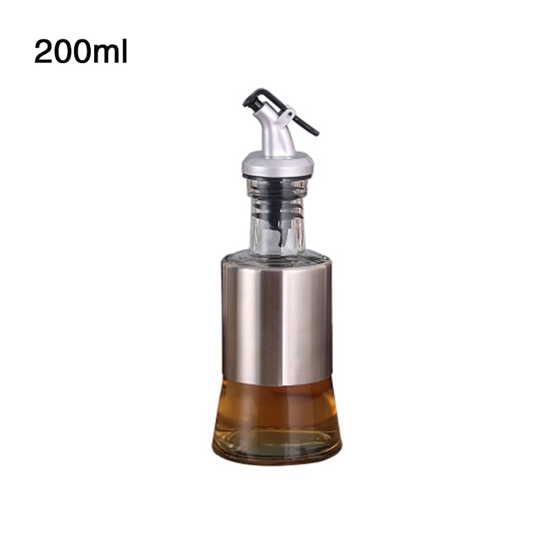 Kitchen Glass Oil Bottle Stainless Steel Leak-proof Soy Sauce Vinegar Cruet Storage Dispenser Useful Kitchen Tools