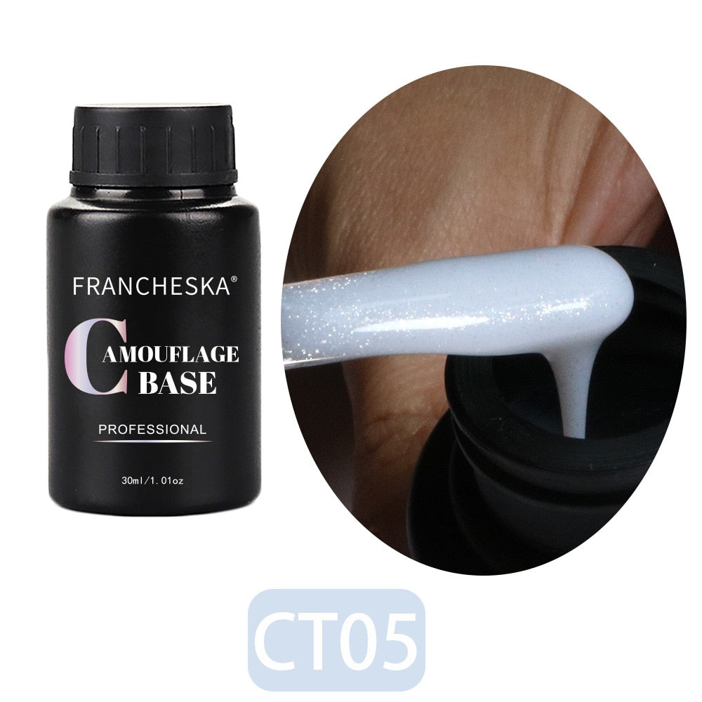 FRANCHESKA 30ML  Glitter Nail Gel Base Polish White Nude Pink Popular Color Semi Permanant Soak Off for Nail Art UV Gel Polish