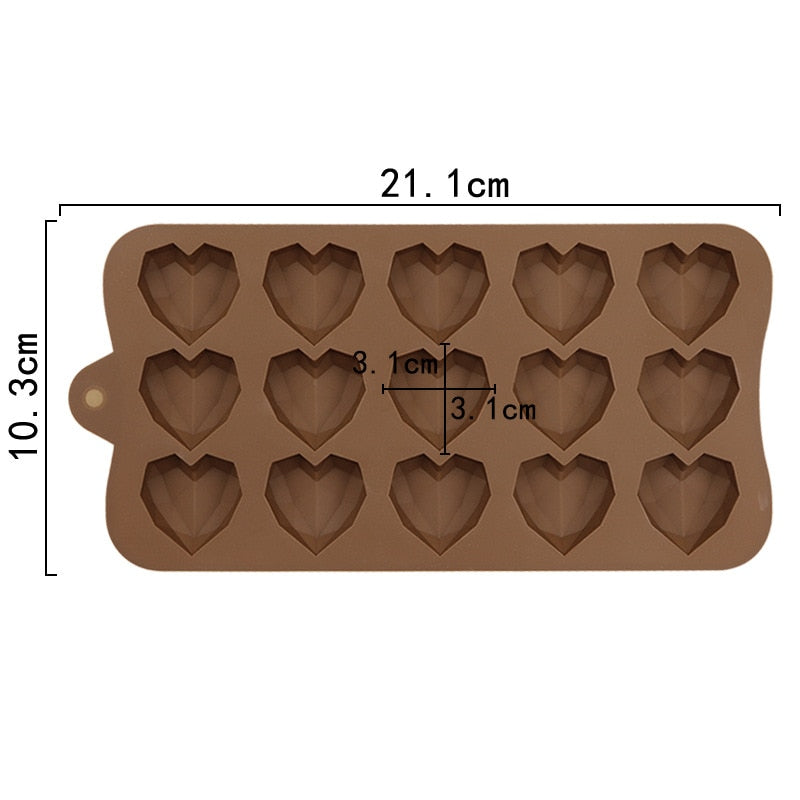 Diamond Heart Silicone Chocolate Mold DIY Cake Accessories Molds Kitchen Ice Cubes Biscuit Pastry Manual Baking Mould