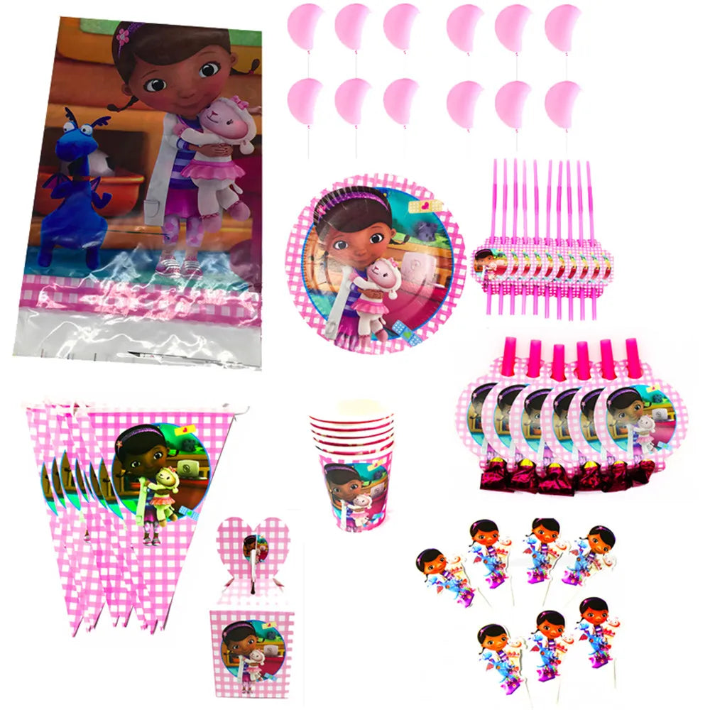 Doc McStuffins Baby Shower Cups Straws Plates Decorations Little Doctor Theme Birthday Party Anniversaire Navidad Tableware Deco