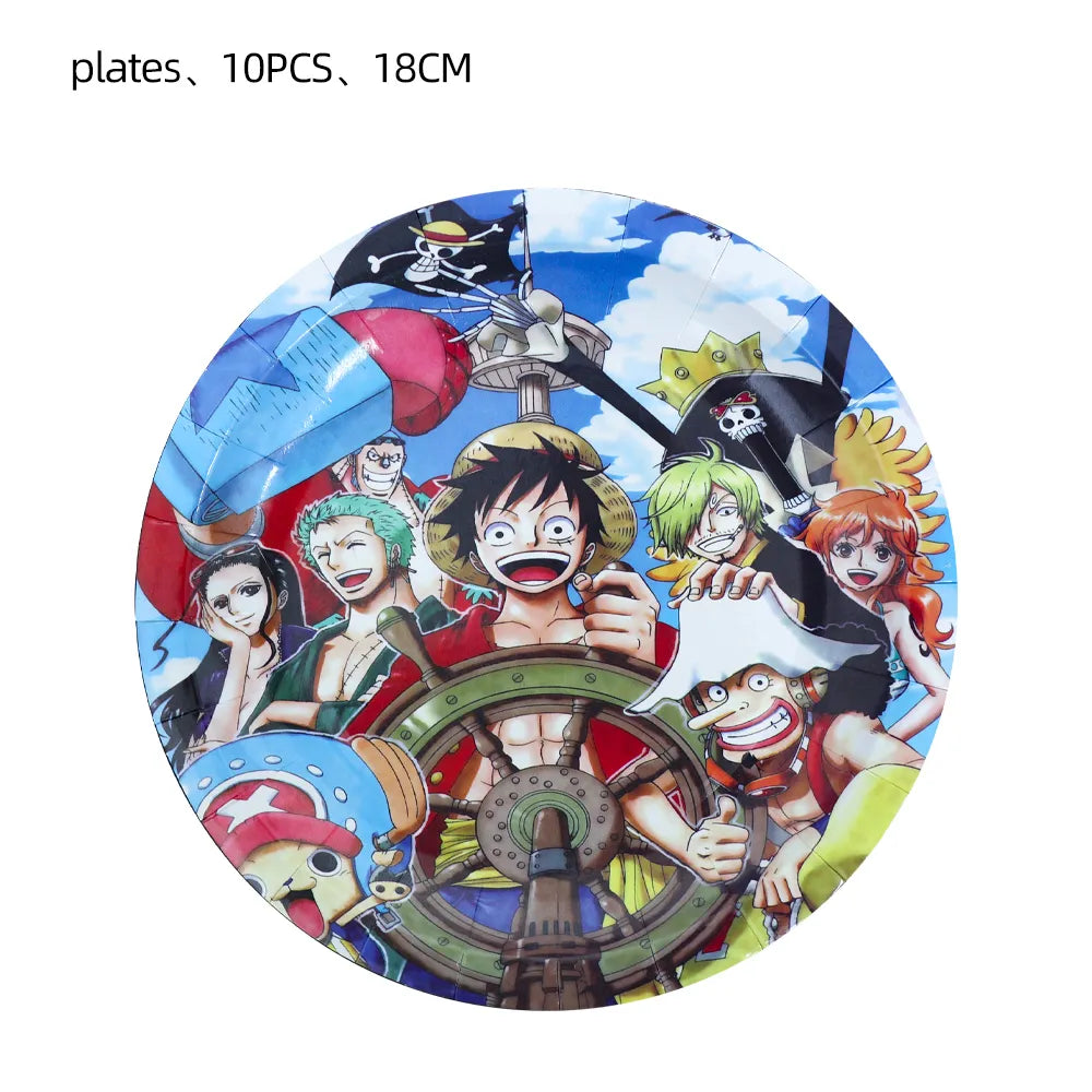 One Piece Birthday Party Event Supplies Anime Figure Luffy Ace Paper Cup Plate Napkin Baby Shower Festival DIY Party Decorations