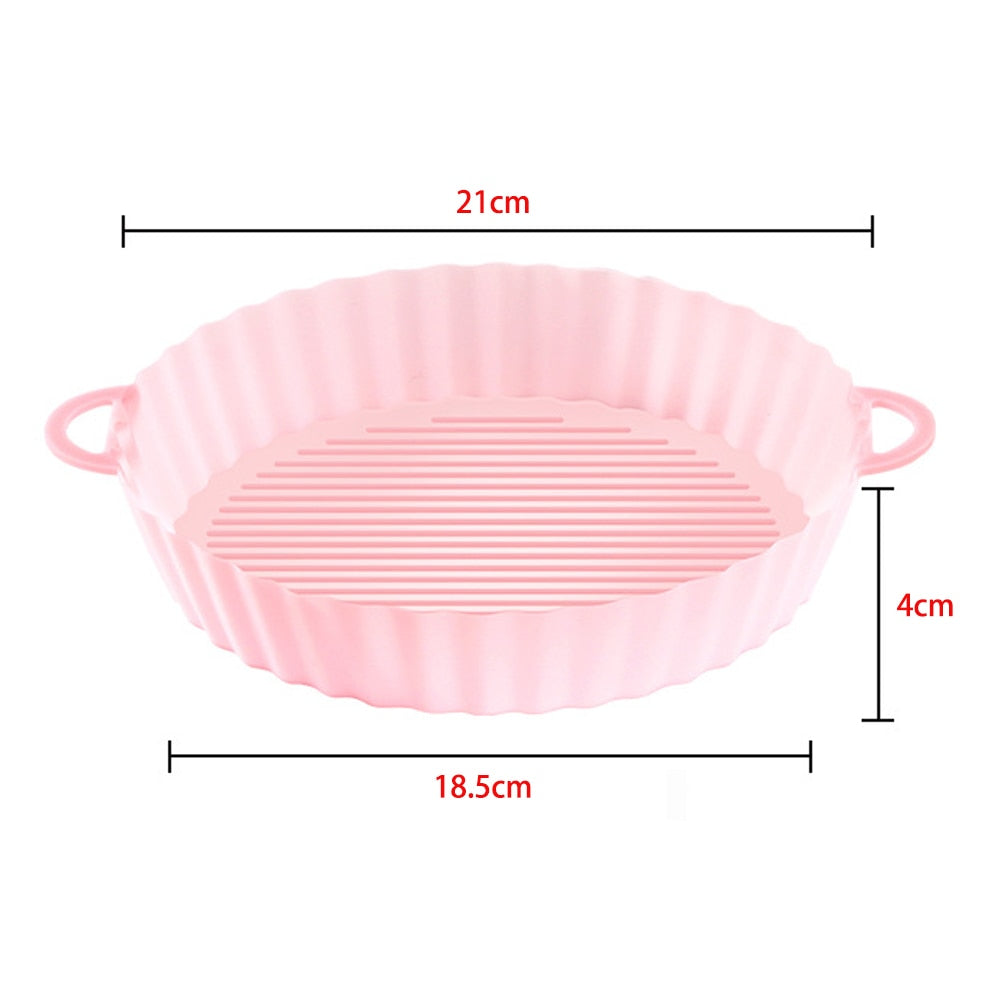 Round silicone Air Fryers Oven Baking Tray Fried Chicken Basket Mat Air Fryer Silicone Pot Grill Pan Kitchen Accessories