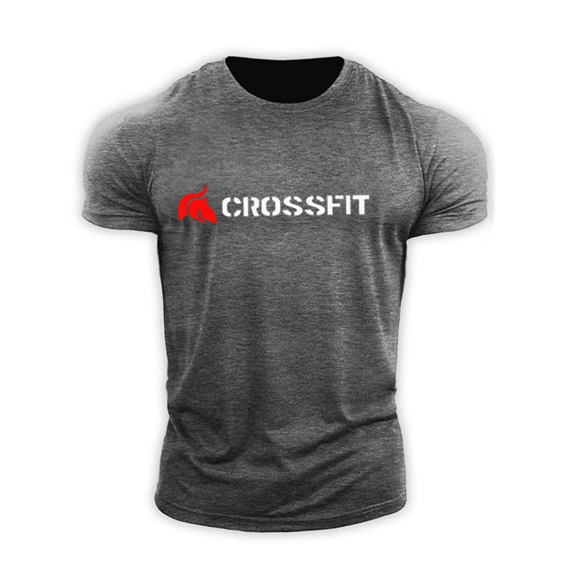 Crossfit Men Cotton T Shirt Training Top Gym Clothing Bodybuilding Apparel Fitness Active Wear Fashion Muscle Graphic Plain Tees