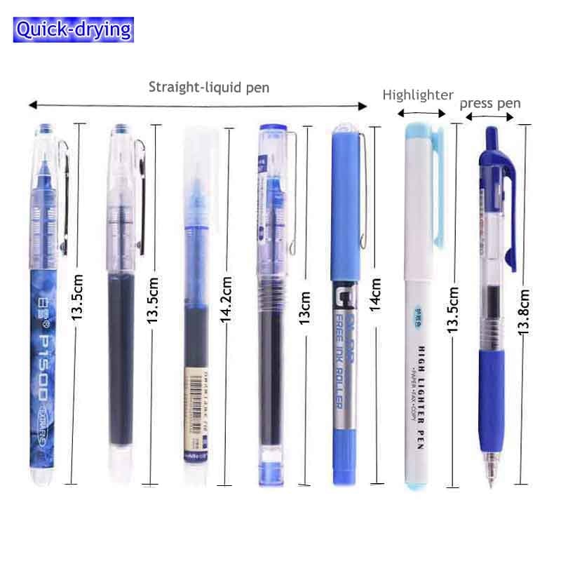 6/7pcs/set 0.5mm Roller Pen Black/Red/blue Color ink Straight Liquid Rollerball Gel Pen for School Office Stationery Kawaii