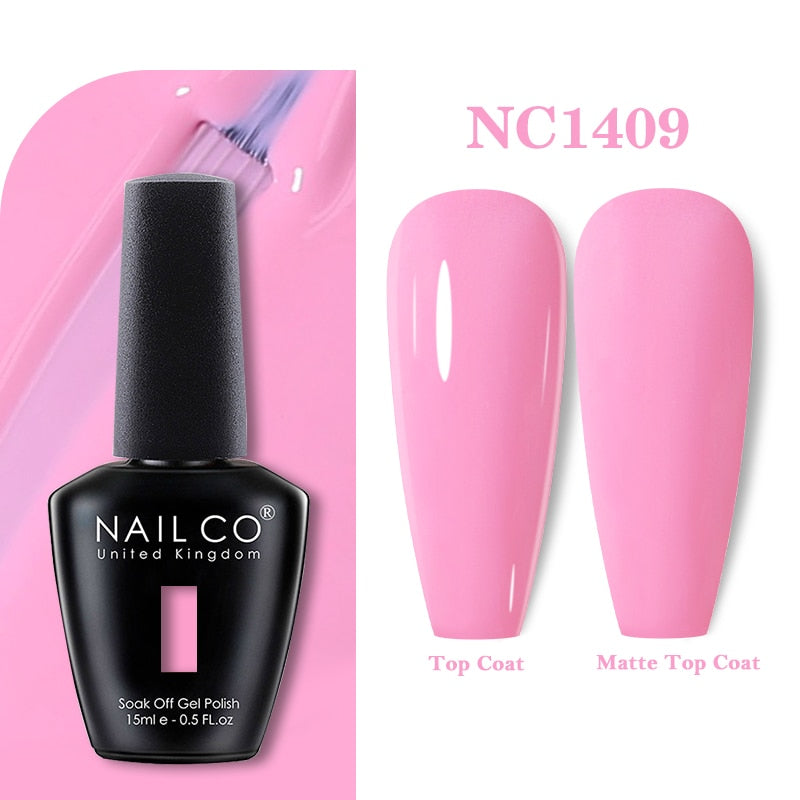 NAILCO 15ml Pink Colors Series Semi Permanent Nail Gel Varnish Polish Soak Off White Red UV Nail Art Gel Nail Polish Gel Lacquer