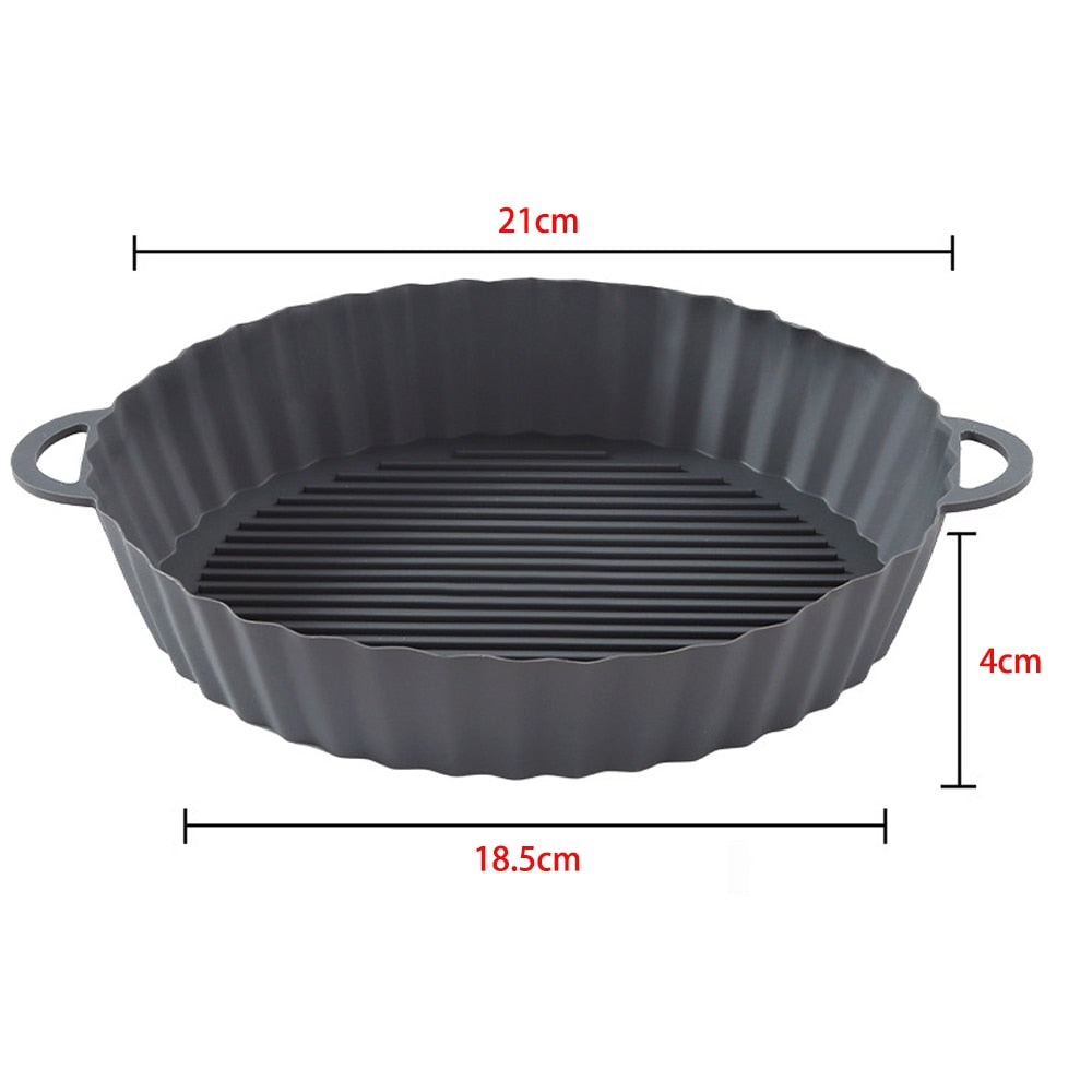 Round silicone Air Fryers Oven Baking Tray Fried Chicken Basket Mat Air Fryer Silicone Pot Grill Pan Kitchen Accessories