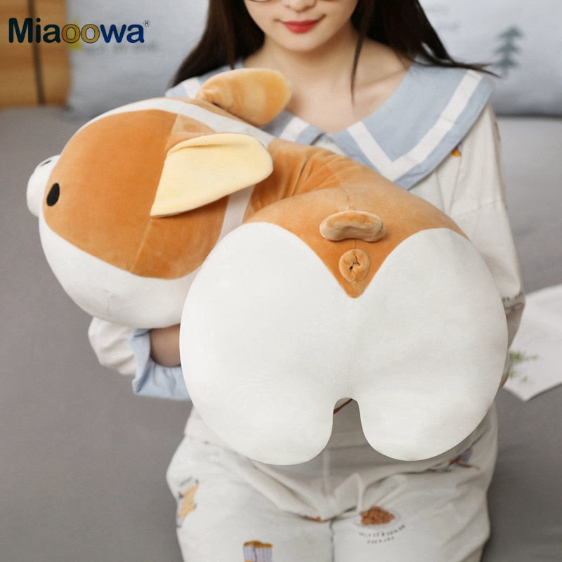 40-80cm Giant Size Cute Corgi Dog Plush Toys Stuffed Animal Puppy Dog Pillow Soft Lovely Doll Kawaii Christmas Gift for Kids