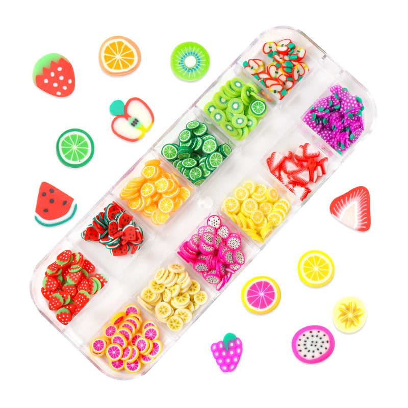 Fluorescence Butterfly Heart Fruits Various Shapes Nail Art Glitter Flakes 3D Colourful Sequins Polish Manicure Nail Decoration