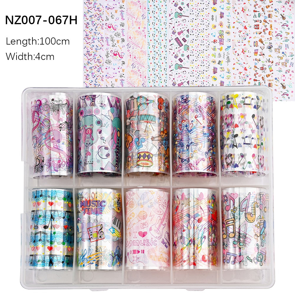 50pcs/Lo Holographic Transfer Foil Stickers 4*20cm Random Decals 30pc Flower Transferring Wraps Slider Nail Transfer Foil Decors