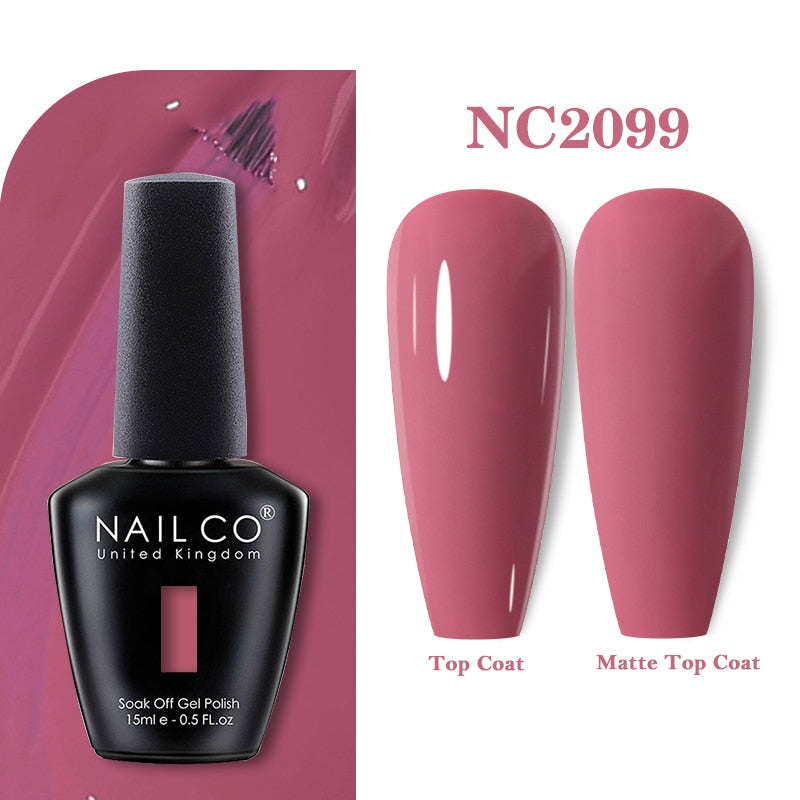 NAILCO 15ml Pink Colors Series Semi Permanent Nail Gel Varnish Polish Soak Off White Red UV Nail Art Gel Nail Polish Gel Lacquer