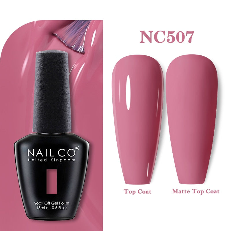 NAILCO 15ml Pink Colors Series Semi Permanent Nail Gel Varnish Polish Soak Off White Red UV Nail Art Gel Nail Polish Gel Lacquer