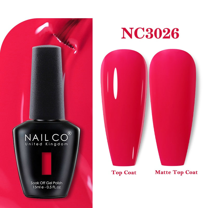 NAILCO 15ml Pink Colors Series Semi Permanent Nail Gel Varnish Polish Soak Off White Red UV Nail Art Gel Nail Polish Gel Lacquer