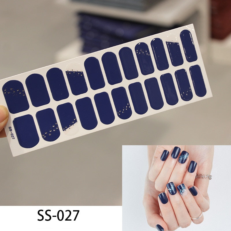 16pcs/sheet Glitter Gradient Color Nail Stickers Nail Wraps Full Cover Nail Polish Sticker DIY Self-Adhesive Nail Art Decoration