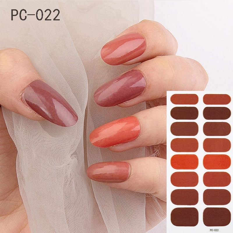 1 Sheet Nail Art Full Cover Adhesive Polish Foils Waterproof Pure Color Tips DIY 3D Decals Environmental Stickers for Women Gift