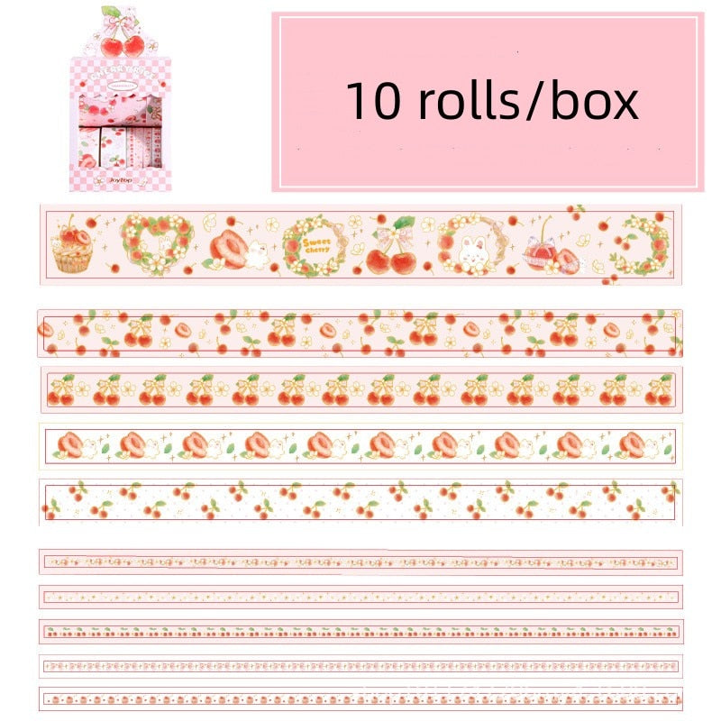 Kawaii Cute Peach Cherry Washi Masking Tape For Crafts, Diary Decorative Adhesive Tape Japanese School Stationery