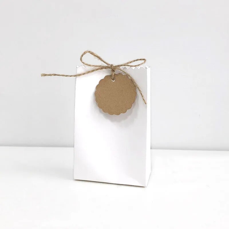 25/50Pcs Retro Kraft Paper DIY Gift Bag Jewelry Cookie Wedding Favor Candy Box Food Packaging Bag With Rope Birthday Party Decor