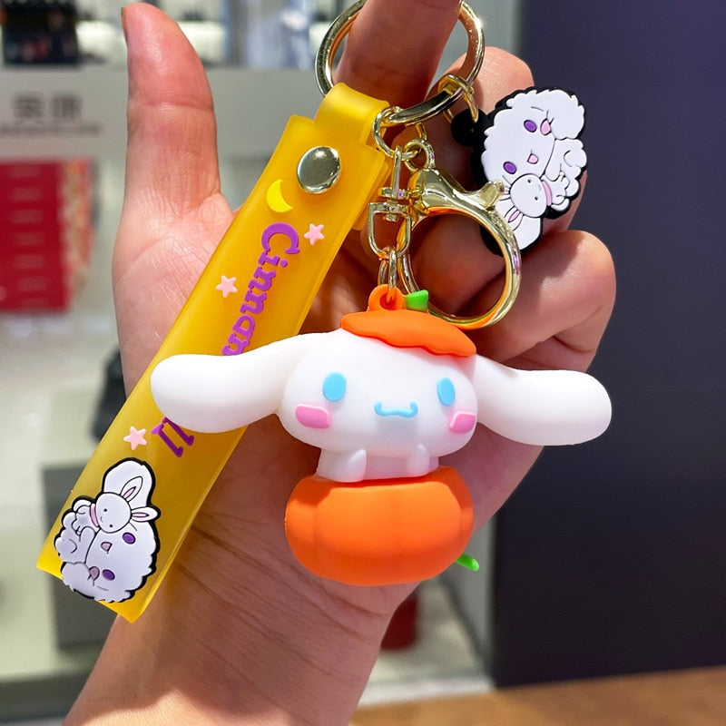 Fashion Kawaii Kuromi Melody Cinnamoroll Hello Kitty Pompompurin Keychain Sanrio Anime School Bag Charm Cartoon Key Ring Pendant