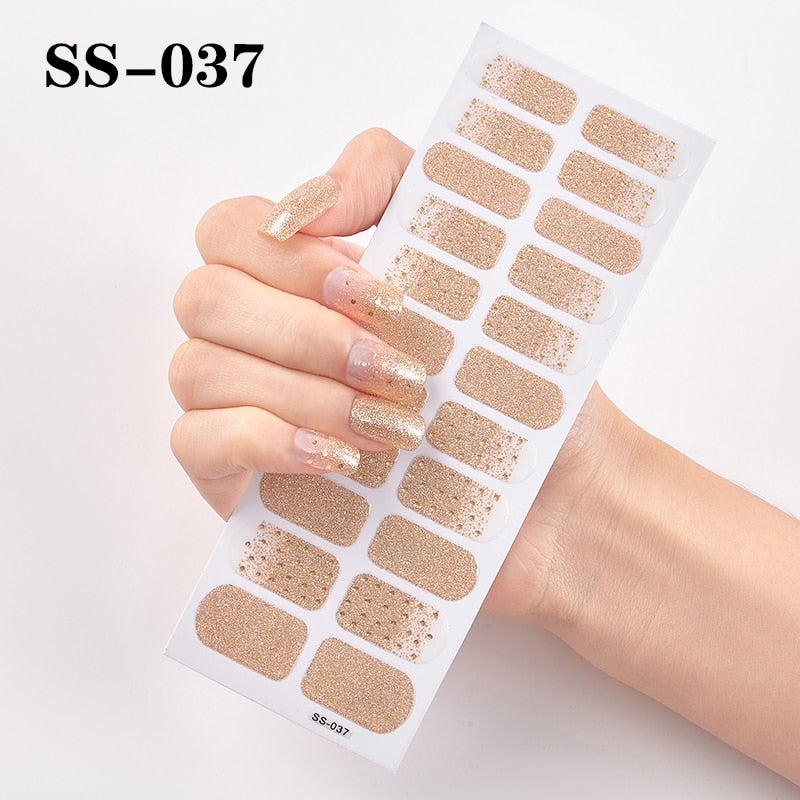 1 Sheet Nail Art Full Cover Adhesive Polish Foils Waterproof Pure Color Tips DIY 3D Decals Environmental Stickers for Women Gift